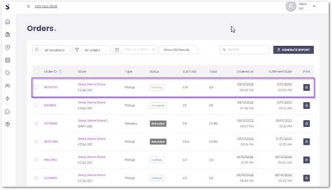 Accepting Rejecting Orders Via Slerp Controls Dashboard