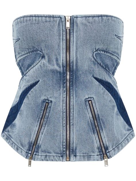 Dion Lee Darted Denim Corset Blue Farfetch