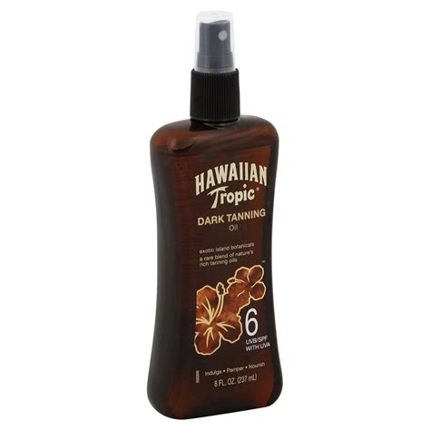 Hawaiian Tropic Tanning Oil Dark 6 Uvbspf With Uva 8 Fl Oz 237 Ml Beauty Sun Care