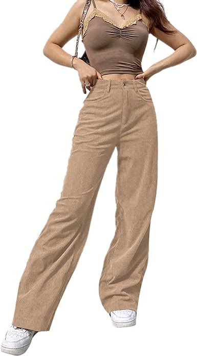 Women Y2k Corduroy Pants High Waisted Straight Leg Cargo Pants Vintage