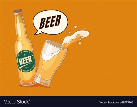 Banner with beer in a bottle and glass dark Vector Image