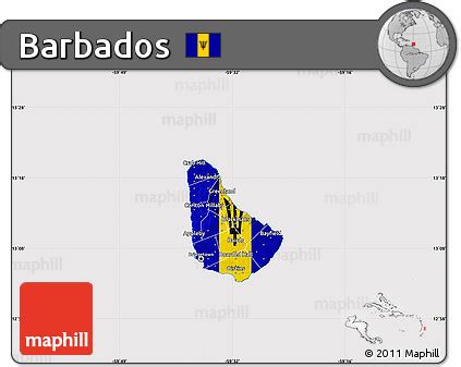 Free Flag Map of Barbados