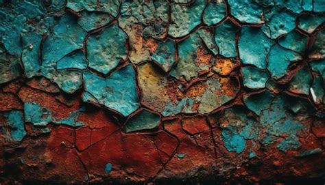 Premium Ai Image A Close Up Of A Rusted Surface With A Blue And Green