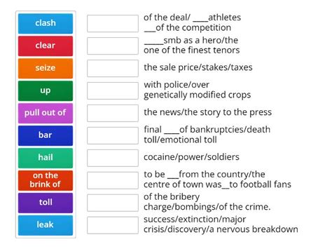 Outcomes Advanced Unit Collocations Match Up