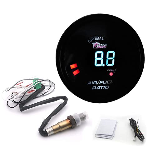 2 In 1 Meter 52MM Narrowband Digital Air Fuel Ratio Gauge Kit 12 V Car