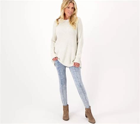 As Is Logo By Lori Goldstein Petite Knit Denim Stirrup Leggings Qvc