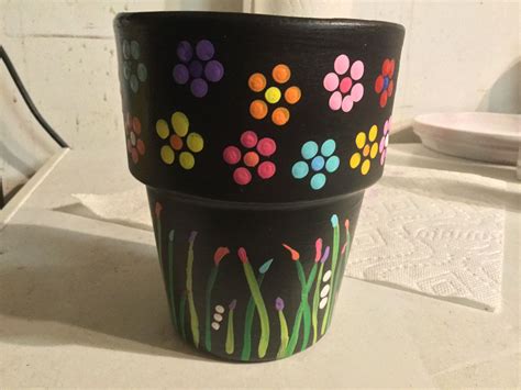 Hand Painted Terra Cotta Flower Pot Vaso De Planta Pintado