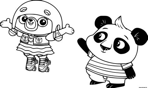 Coloriage Chip Pug And Nico Panda JeColorie