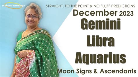 Gemini Libra Aquarius December 2023 Horoscope Mohana Astrology YouTube