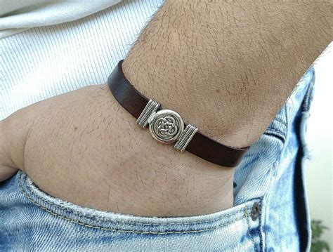 Mens Bracelet Mens Celtic Bracelet Irish Leather Bracelet Etsy