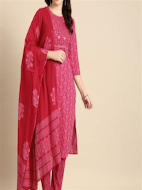 Buy Anouk Ethnic Motifs Printed Pure Cotton Kurta With Trousers