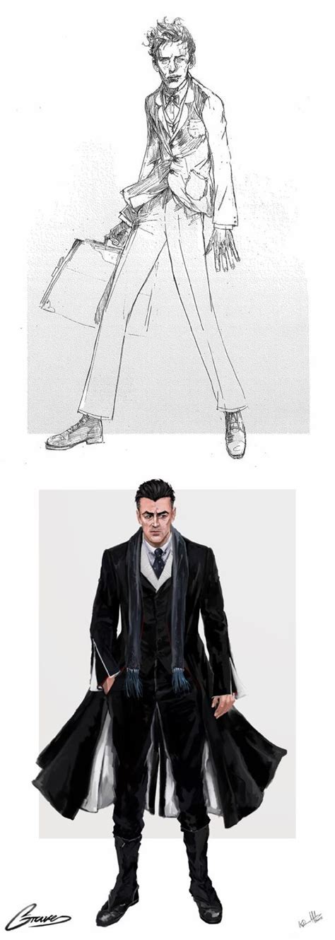 Costume Renderings For Newt And Graves From Fantastic Beasts And Where