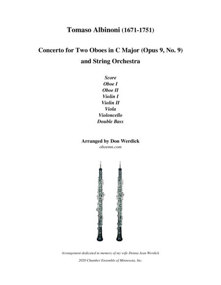 Concerto For Two Oboes In C Major Op 9 No 9 And String Orchestra