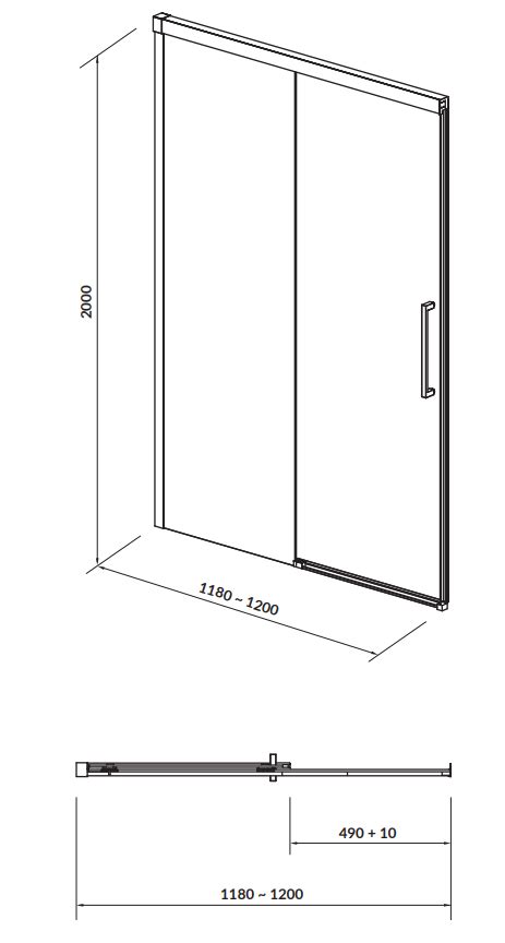 Cersanit Drzwi przesuwne do kabiny prysznicowej CREA 120 x 200 Szkło