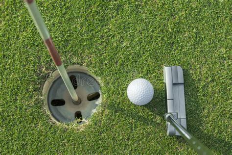 Putter Puts A Golf Ball To Hole Stock Image Image Of Tree Putt 28021425