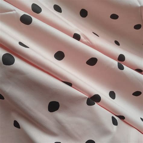 Pink Black Polka Dots 100 Cotton Fabric By The Yard Etsy