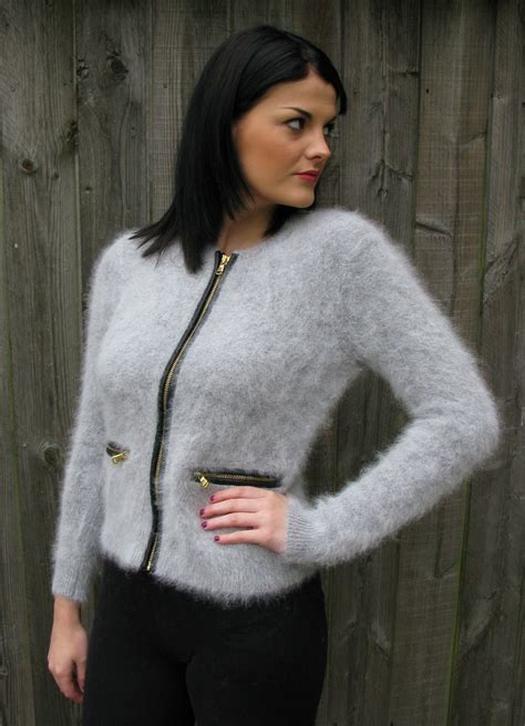 Woman S Angora Sweater Jacken Strickjacke Mantel