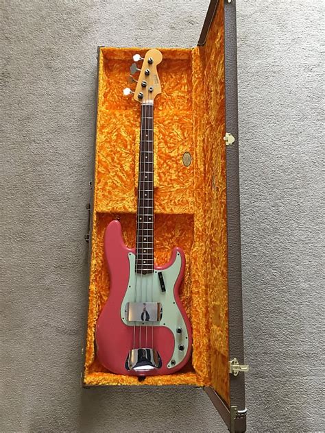 Fender Custom Shop Relic 63 P Bass 2020 Faded Fiesta Red Reverb Uk