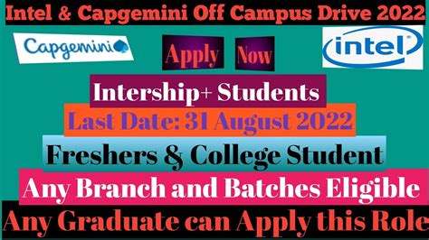 Capgemini Off Campus Drive 2022 Intel Freshers Hiring Capgemini