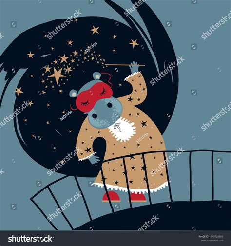 Good Night Hippo Magic Wand Vector Stock Vector Royalty Free