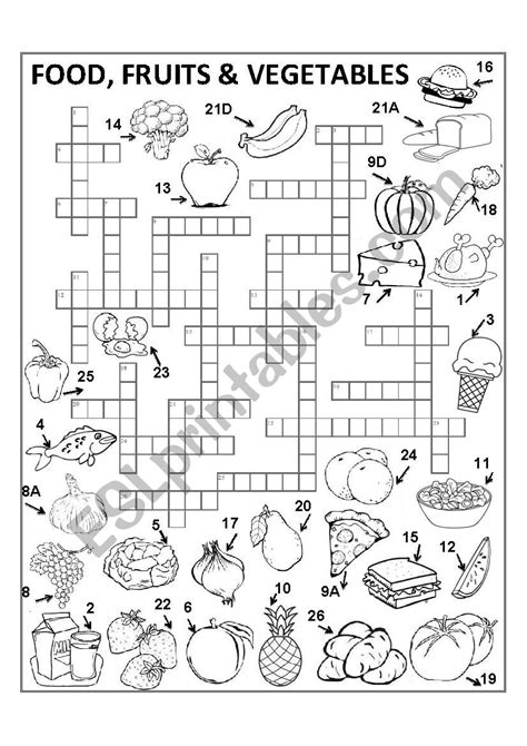 Food Crossword Set I ANSWER KEY INCLUDED ESL Worksheet By Marlonmark