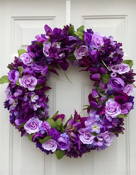 Purple Front Door Wreath Ultra Violet Wreath Purple Flower Wreath