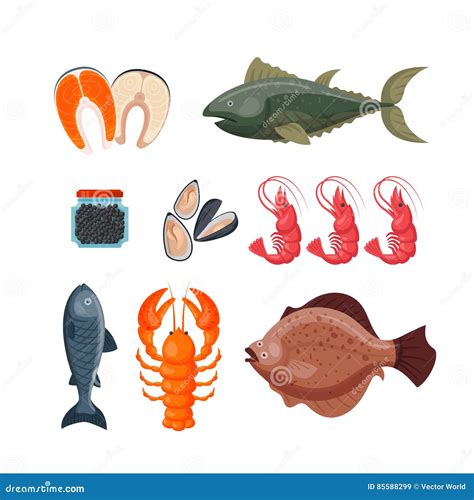 Ilustra O Do Vetor Do Alimento De Mar Ilustra O Do Vetor Ilustra O