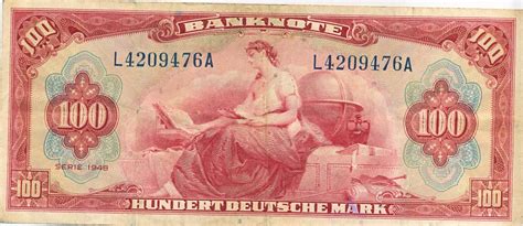 Deutschland Mark Geldschein Banknote Roter Hunderter Bank