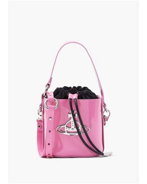 Vivienne Westwood Mini Daisy Pink Patent Leather Drawstring Bucket Bag