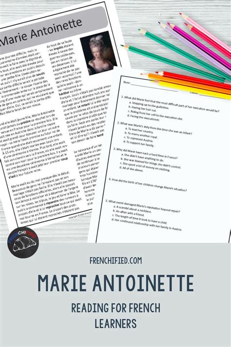 French Reading Comprehension Activity Marie Antoinette