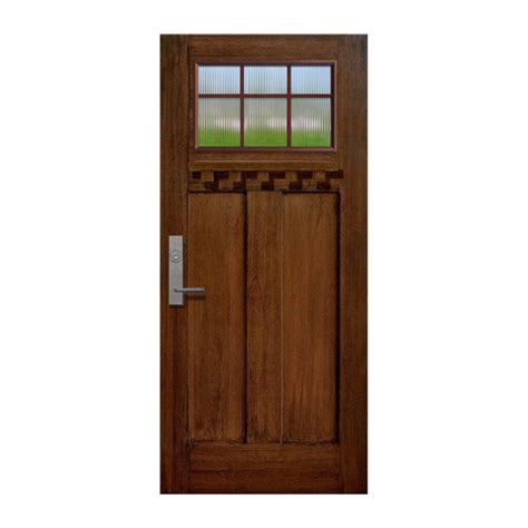 6 Lite Over 2 Panel Craftsman Stainable Fiberglass Single Door Slab