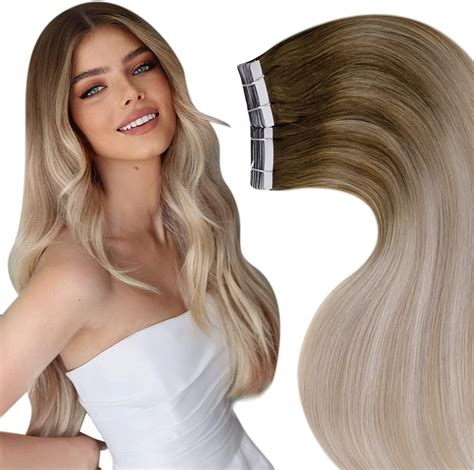 Laavoo Tape In Hair Extensions Real Human Hair Balayage Blonde Hair Extensions Tape In Human