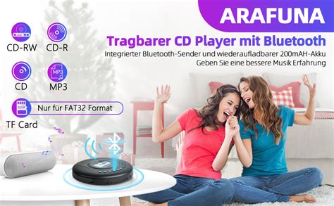 Cd Player Tragbar Arafuna Tragbarer Cd Player Bluetooth F R Auto Und