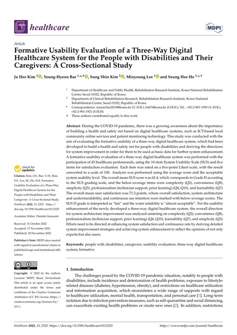 PDF Formative Usability Evaluation Of A Three Way Digital Healthcare