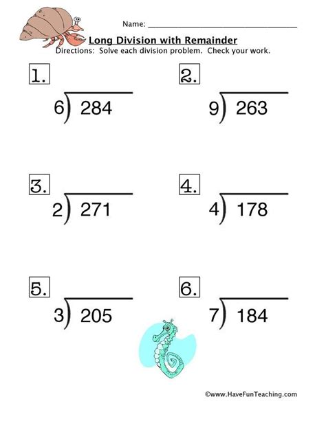 Division With Remainders 4th Grade