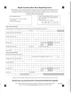 Nc New Hire Reporting Form 2023 Printable Forms Free Online