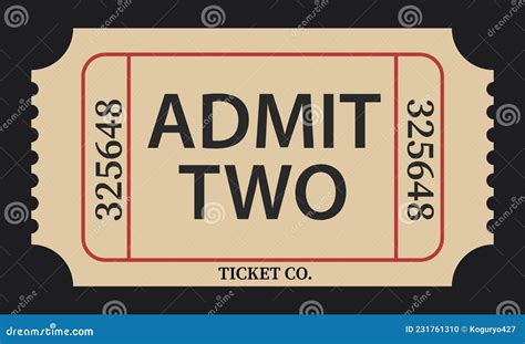 Admit Two Admit Two Ticket Icon Stock Vector Illustration Of