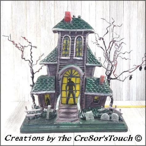 Handmade Ooak Halloween Haunted House Night Light Frankenstien House