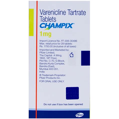 Champix Tablet Varenicline 1 Mg At Rs 1700 Box In Nagpur ID