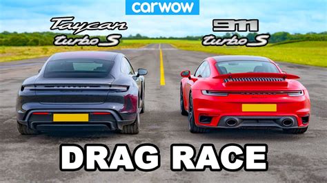 New Porsche Turbo S Vs Taycan Turbo S Drag Race Youtube