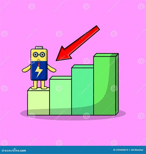 Battery Cute Mascot Character With Inflation Chart Vector Illustration