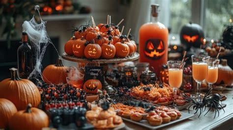 Spooky Halloween Table Setting Premium Ai Generated Image