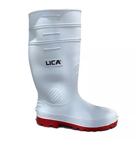 Bota De Hule Impermeable Blanca Suela Roja Marca Lica