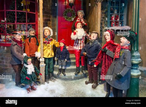 Fortnum And Mason Christmas Window Display Of Carol Singers Outside A