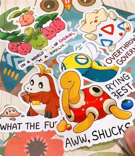 Aggressive Pokémon Stickers 20 Set Etsy