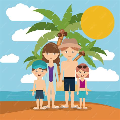 Premium Vector | Family beach vacation design