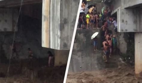 Babaeng Natutulog Sa Ilalim Ng Tulay Na Trap Sa Rumaragasang Ilog