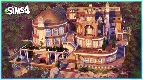 Round Luxury Manor No Cc Mansion Build Sims Speed Build Kate