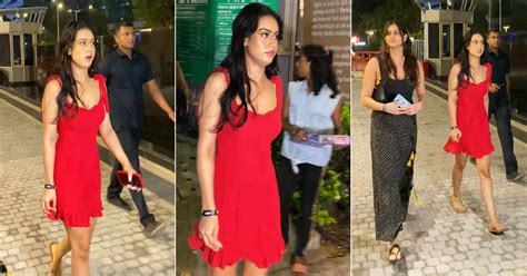 Nysa Devgan Stuns In Summery Red Dress With Deep Plunging Neckline With