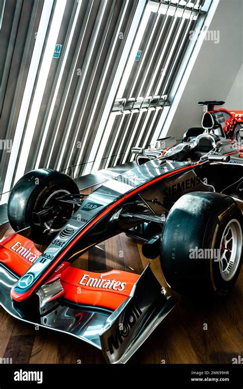 A Closeup Of The Mclaren Mp4 22 Racing Car At The Mercedes Benz World